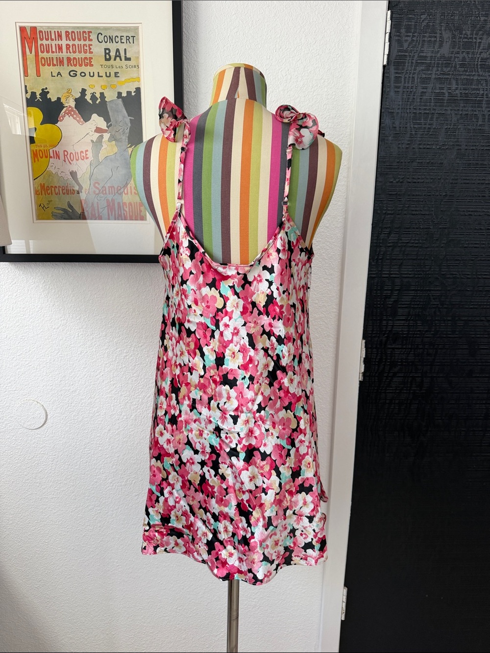 Ruffle Neck Floral Mini Slip Dress - Picture 5 of 6